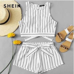 SHEIN Vertical Striped 2 Piece Set